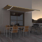 VidaXL Luifel automatisch met LED en windsensor 500x300 cm geel en wit