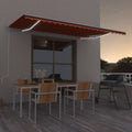 VidaXL Luifel automatisch met LED windsensor 500x300 cm oranje bruin