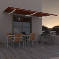 VidaXL Luifel automatisch met LED windsensor 600x300 cm oranje bruin