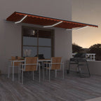 VidaXL Luifel automatisch met LED windsensor 600x300 cm oranje bruin