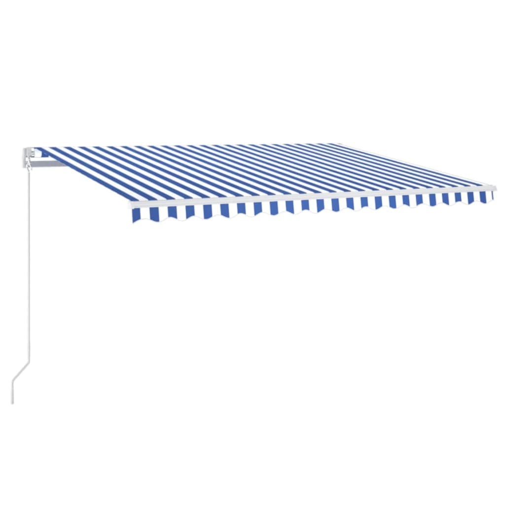 VidaXL Luifel handmatig uittrekbaar met LED 400x350 cm blauw en wit