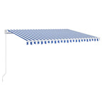 VidaXL Luifel handmatig uittrekbaar met LED 400x350 cm blauw en wit