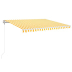 VidaXL Luifel automatisch met LED en windsensor 400x350 cm geel en wit