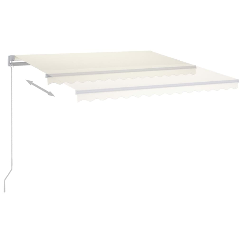 VidaXL Luifel handmatig uittrekbaar met LED 450x350 cm crèmekleurig