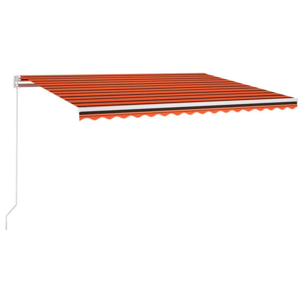 VidaXL Luifel handmatig uittrekbaar met LED 450x350 cm oranje en bruin
