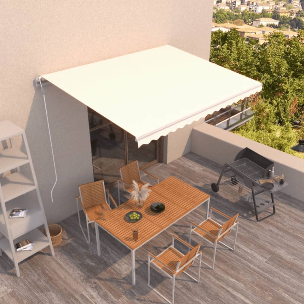 VidaXL Luifel automatisch uittrekbaar 450x350 cm crèmekleurig