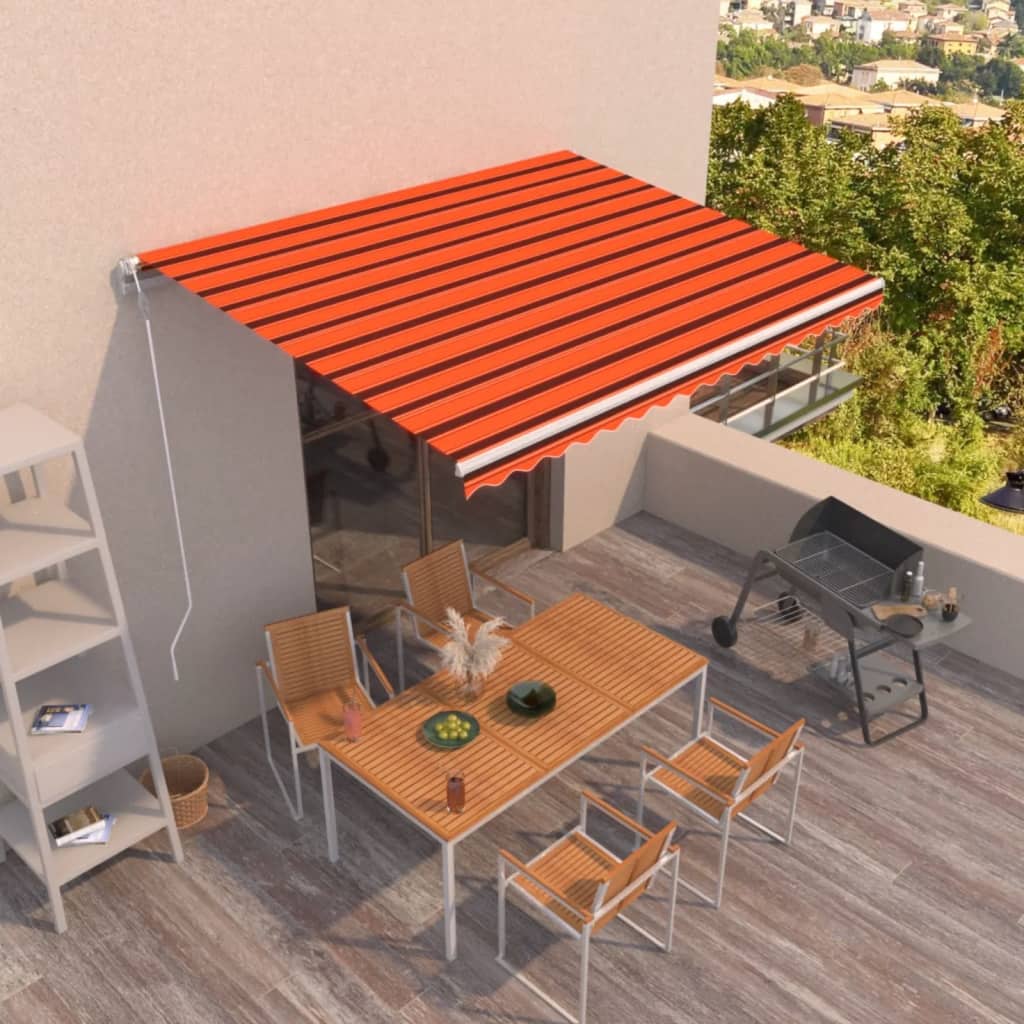 VidaXL Luifel automatisch uittrekbaar 450x350 cm oranje en bruin