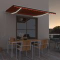 VidaXL Luifel automatisch met LED windsensor 450x350 cm oranje bruin