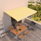 VidaXL Luifel handmatig uittrekbaar 500x350 cm geel en wit