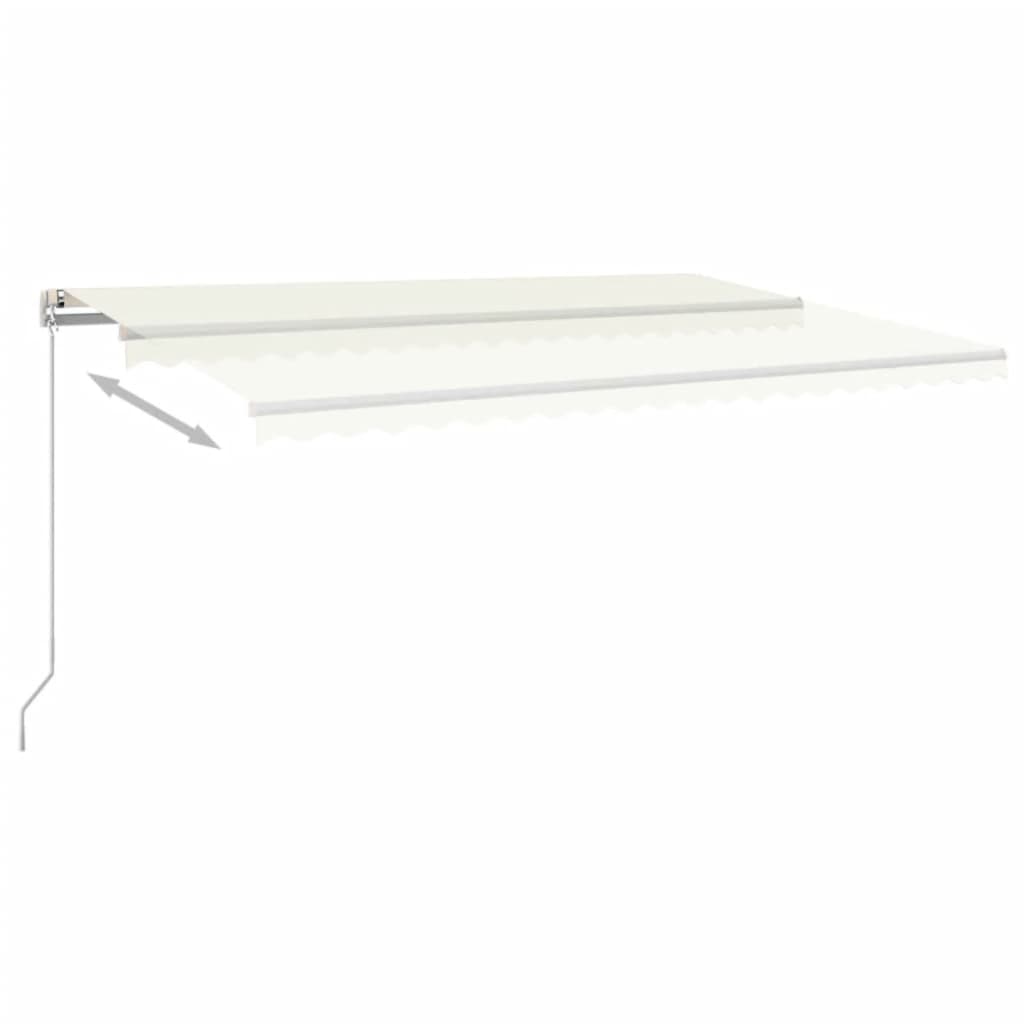 VidaXL Luifel handmatig uittrekbaar met LED 500x350 cm crèmekleurig