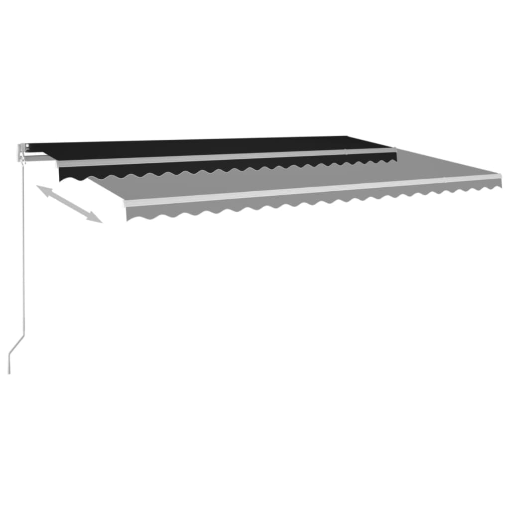 VidaXL Luifel handmatig uittrekbaar met LED 500x350 cm antracietkleur