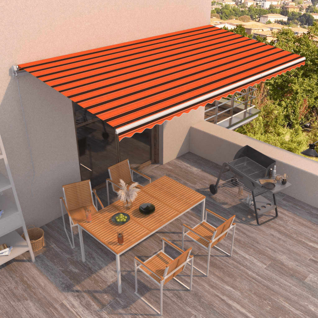 VidaXL Luifel handmatig uittrekbaar 600x350 cm oranje en bruin