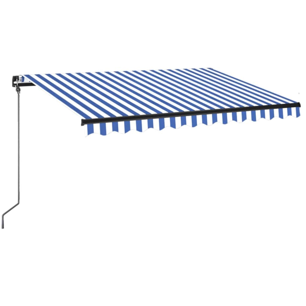 Vidaxl luifel handmatig uittrekbaar met led 350x250 cm blauw en wit