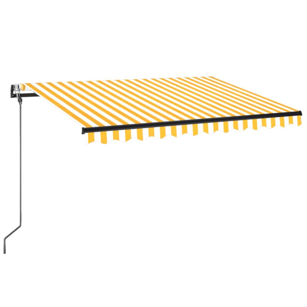 VidaXL Luifel automatisch met LED en windsensor 350x250 cm geel en wit