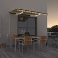 VidaXL Luifel automatisch met LED en windsensor 350x250 cm geel en wit