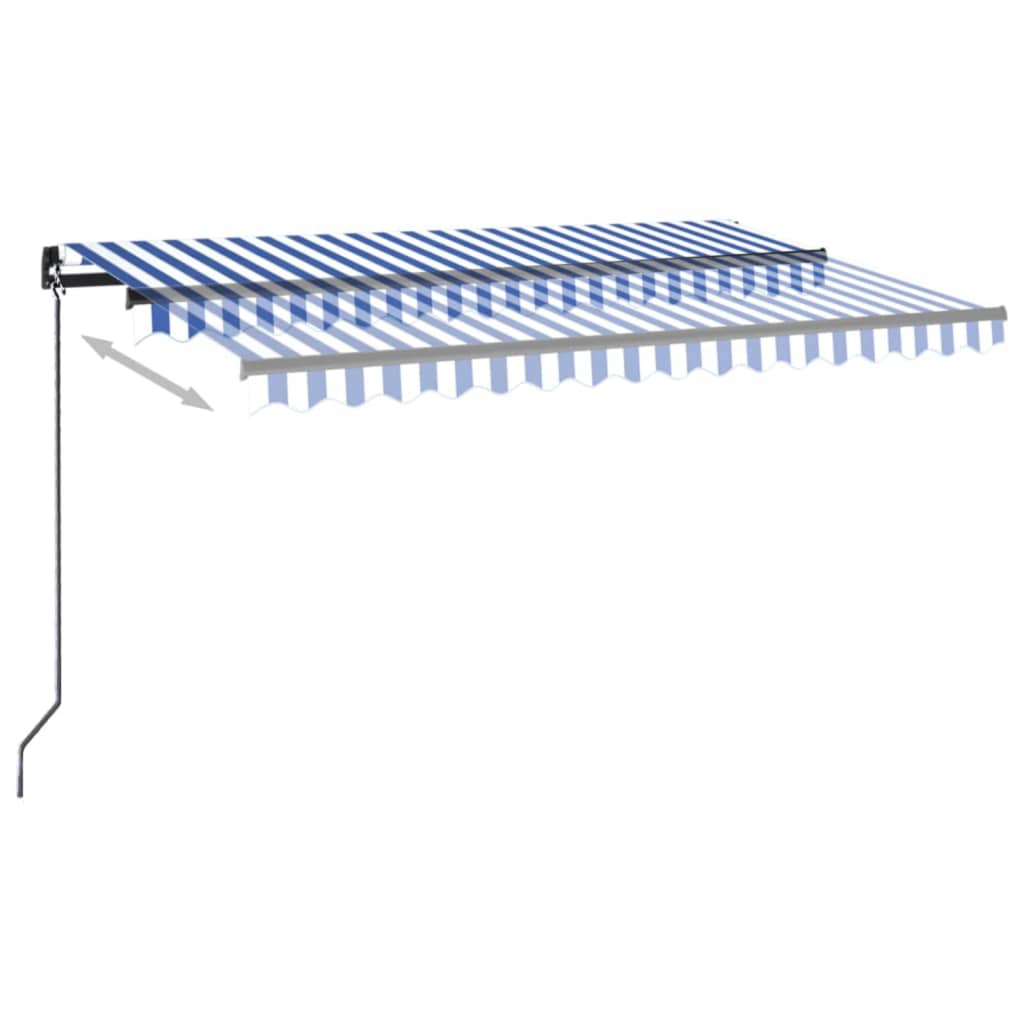 Vidaxl luifel handmatig uittrekbaar met led 400x300 cm blauw en wit