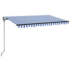 VidaXL Luifel handmatig uittrekbaar met LED 450x300 cm blauw en wit