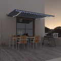 VidaXL Luifel automatisch met LED en windsensor 500x300 cm blauw wit