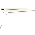 VidaXL Luifel handmatig uittrekbaar met LED 450x350 cm crèmekleurig