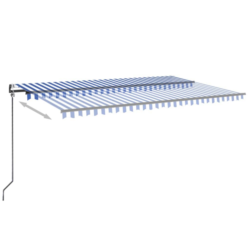 VidaXL Luifel automatisch met LED en windsensor 500x350 cm blauw wit