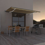 VidaXL Luifel automatisch met LED en windsensor 500x350 cm geel wit