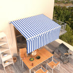 Vidaxl luifel handmatig uittrekbaar met rolgordijn 3x2,5 m blauw wit