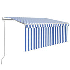 Vidaxl luifel automatisch uittrekbaar met rolgordijn 3x2,5 m blauw wit