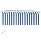 Vidaxl luifel met rolgordijn, led en windsensor 3x2,5 m blauw en wit