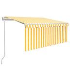 Vidaxl luifel automatisch met gordijn led windsensor 3x2,5 m geel wit