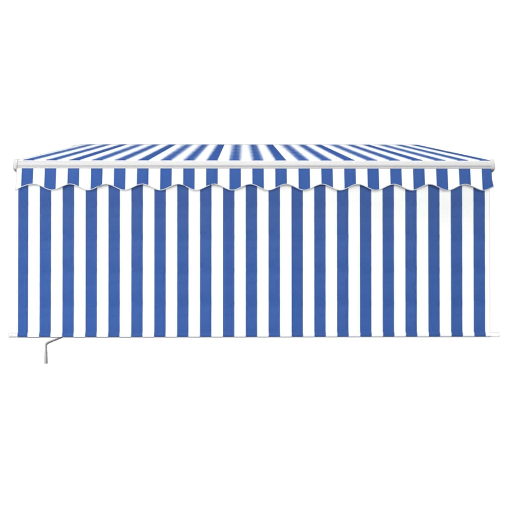 Vidaxl luifel handmatig uittrekbaar rolgordijn led 3,5x2,5 m blauw wit