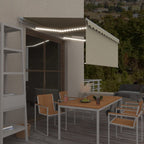 Vidaxl luifel handmatig uittrekbaar rolgordijn en led 3,5x2,5 m crème