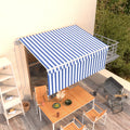 VidaXL Luifel automatisch uittrekbaar rolgordijn 3,5x2,5 m blauw wit