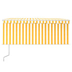 Vidaxl luifel met rolgordijn, led en windsensor 3,5x2,5 m geel en wit