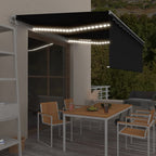 VidaXL Luifel met rolgordijn, LED en windsensor 4x3 m antracietkleurig