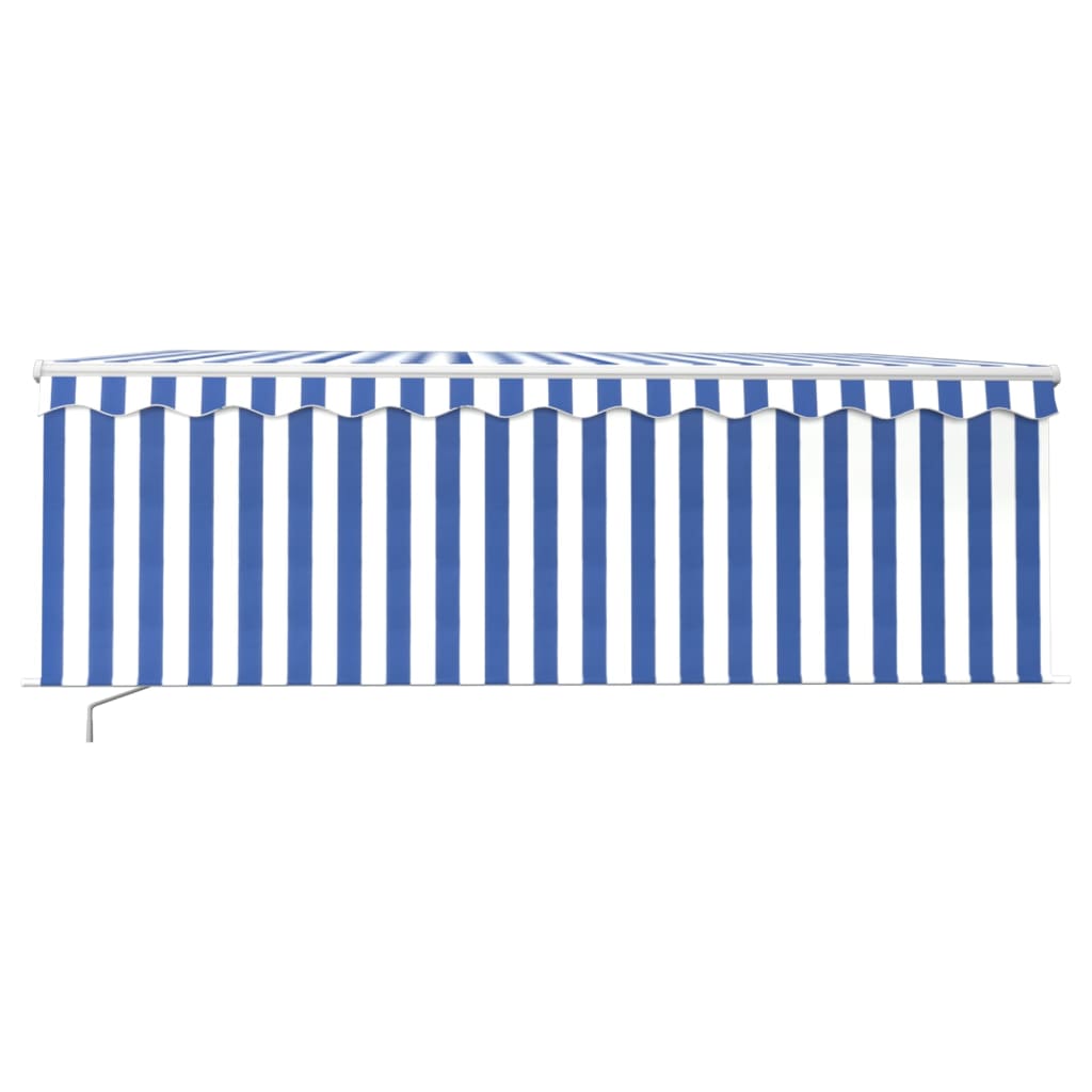 VidaXL Luifel handmatig uittrekbaar met rolgordijn 4,5x3 m blauw wit