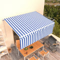 VidaXL Luifel handmatig uittrekbaar met rolgordijn 4,5x3 m blauw wit