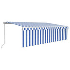 VidaXL Luifel handmatig uittrekbaar met rolgordijn 5x3 m blauw en wit