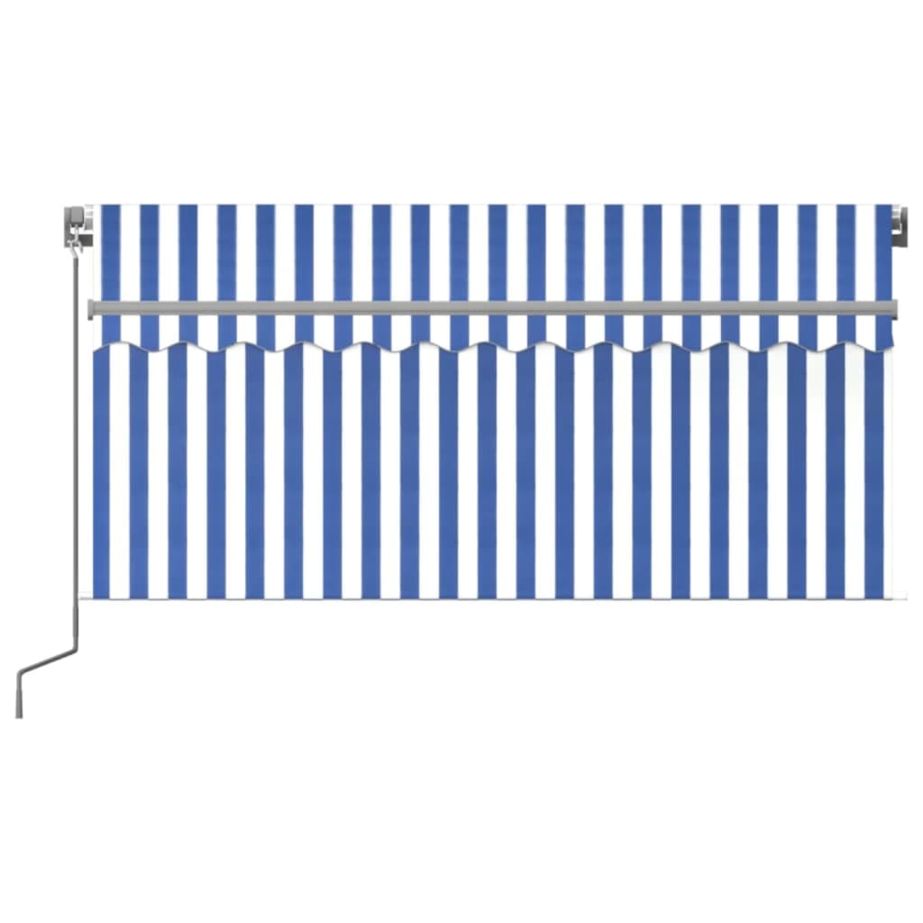 VidaXL Luifel handmatig uittrekbaar met rolgordijn 3x2,5 m blauw wit