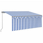 Vidaxl luifel handmatig uittrekbaar rolgordijn led 3x2,5 m blauw wit