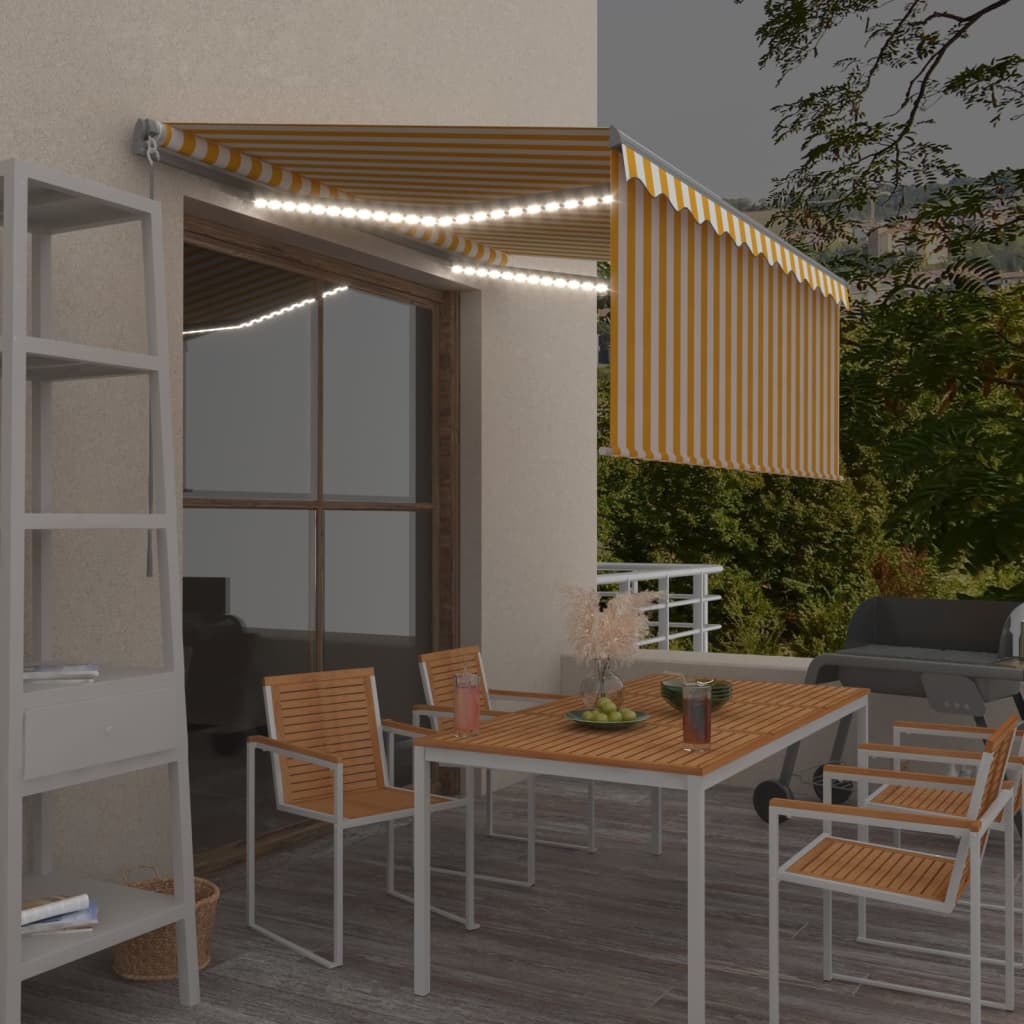 Vidaxl luifel handmatig uittrekbaar rolgordijn led 3x2,5 m geel en wit