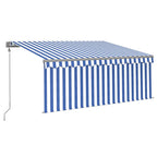 VidaXL Luifel automatisch uittrekbaar met rolgordijn 3x2,5 m blauw wit