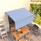VidaXL Luifel automatisch uittrekbaar met rolgordijn 3x2,5 m blauw wit