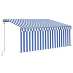VidaXL Luifel automatisch met gordijn LED windsensor 3x2,5 m blauw wit