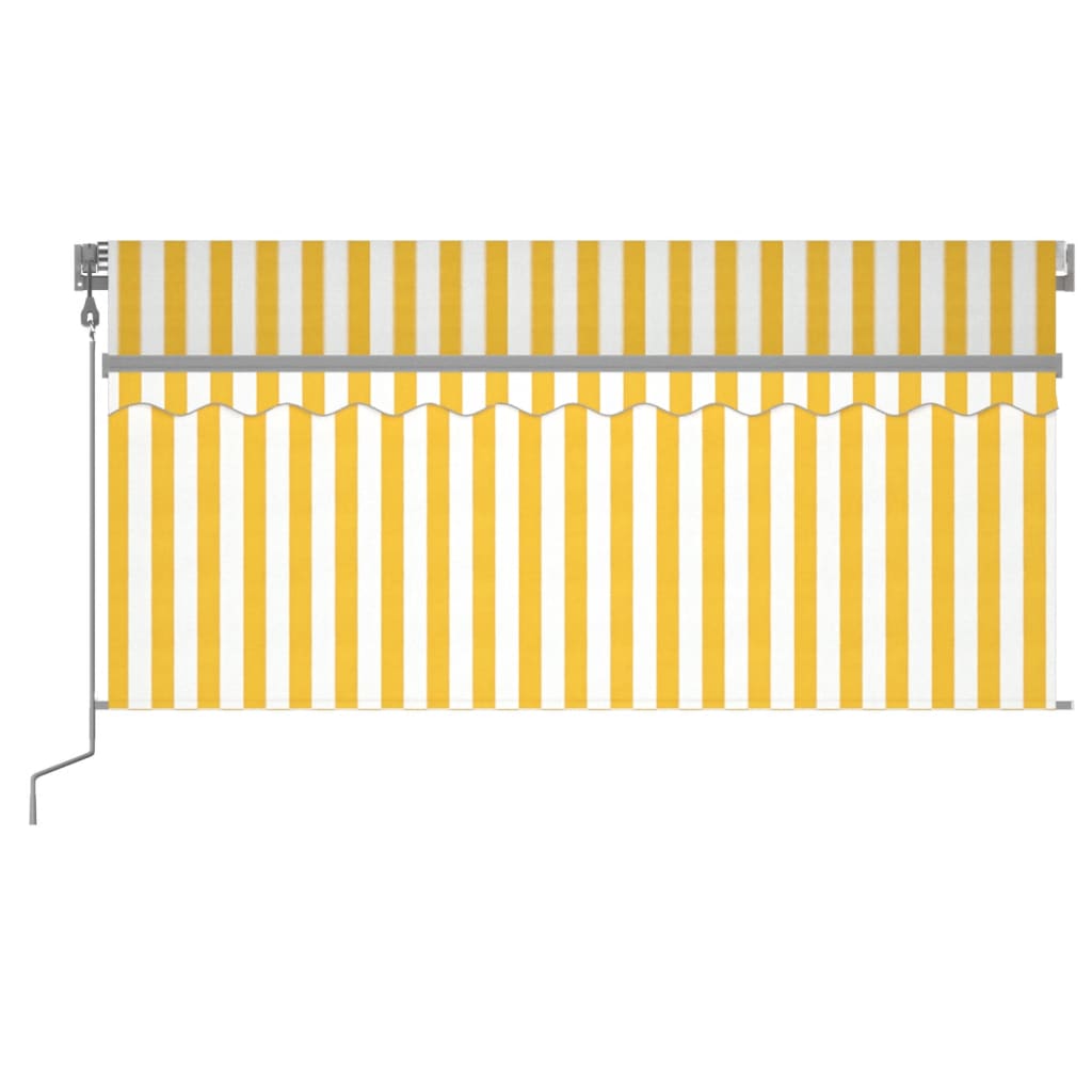 VidaXL Luifel automatisch rolgordijn LED windsensor 3,5x2,5 m geel wit
