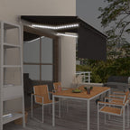 VidaXL Luifel met rolgordijn, LED en windsensor 3,5x2,5 m antraciet