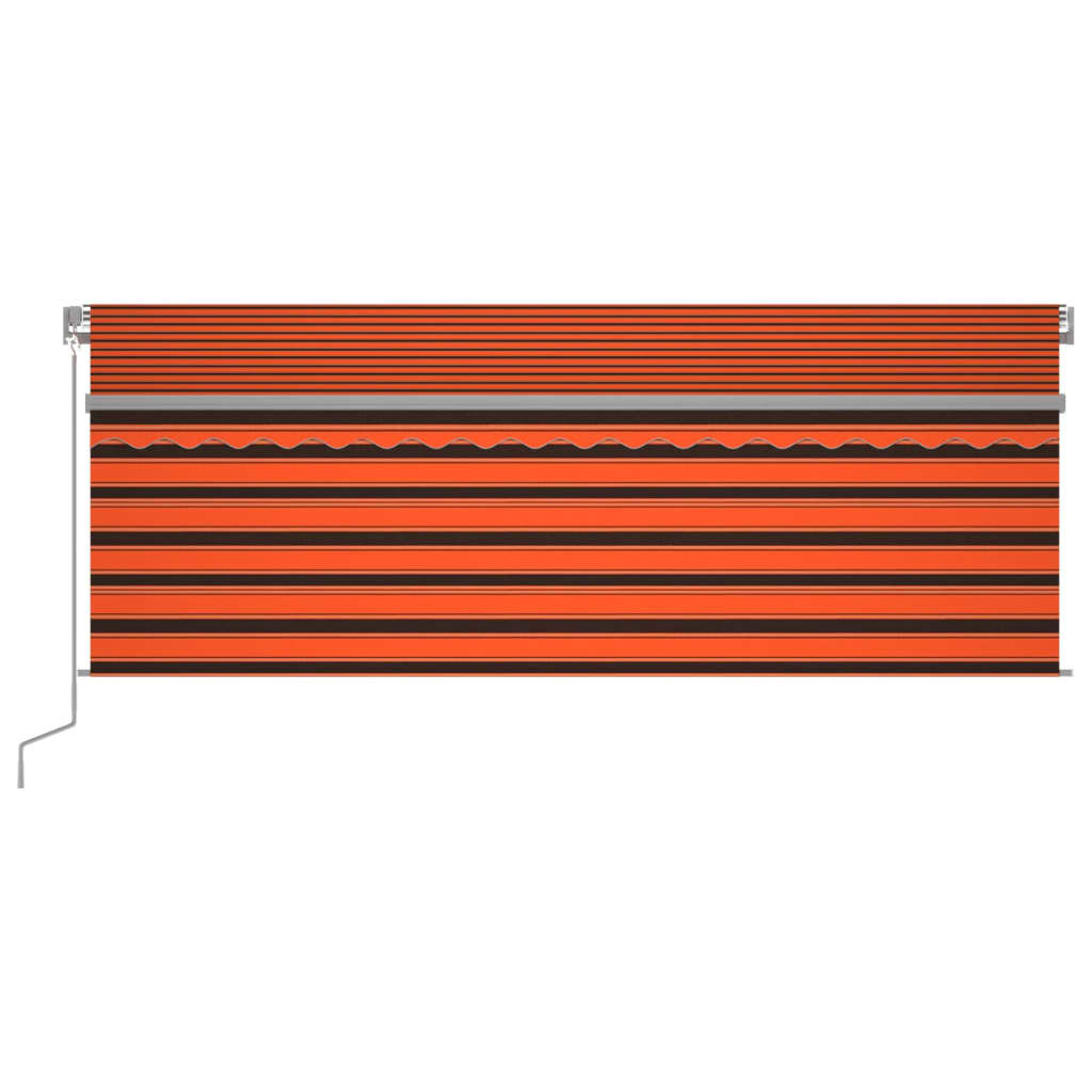 VidaXL Luifel met rolgordijn, LED en windsensor 4x3 m oranje en bruin