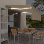 VidaXL Luifel met rolgordijn, LED en windsensor 4,5x3 m crèmekleurig
