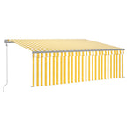VidaXL Luifel met rolgordijn, LED en windsensor 4,5x3 m geel en wit