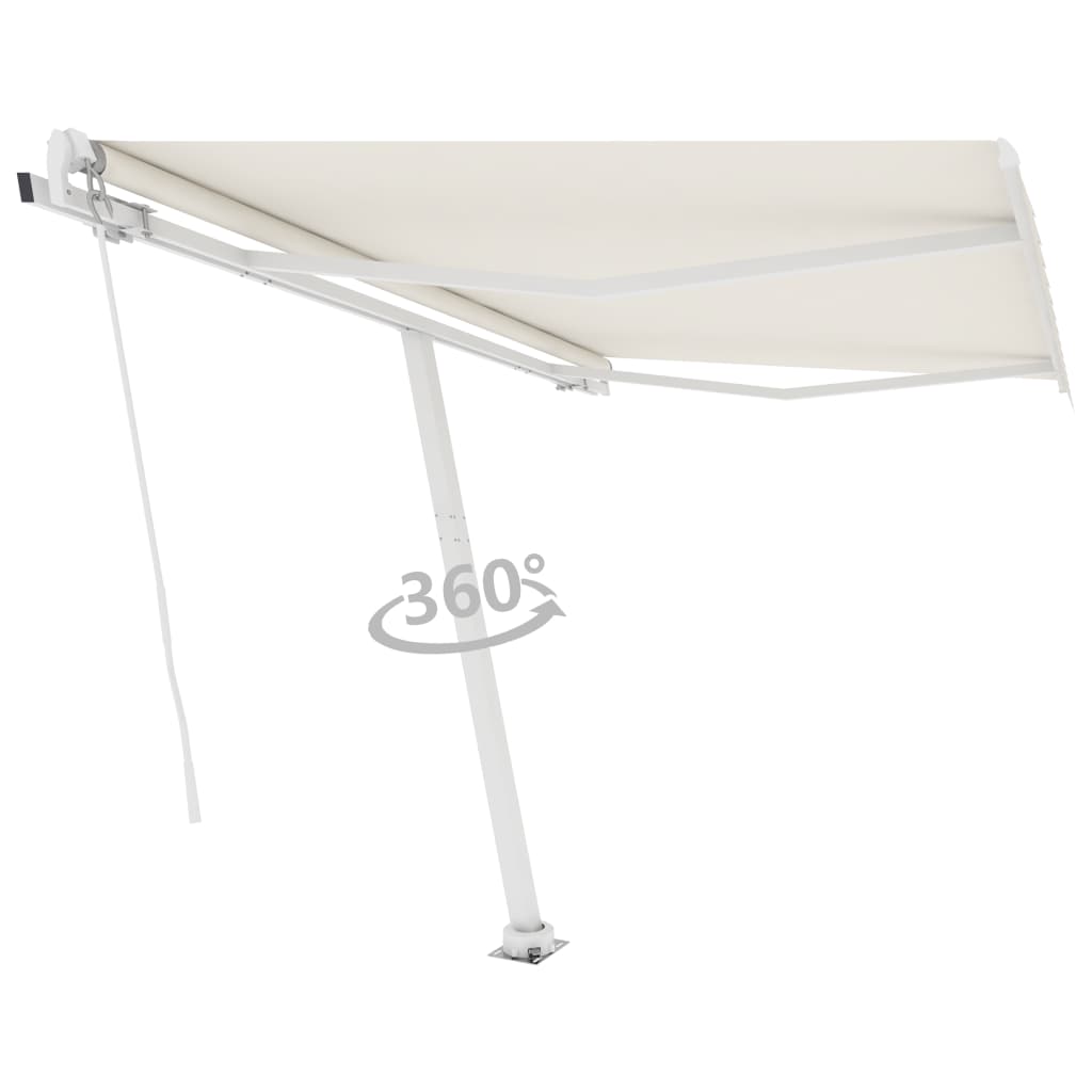 VidaXL Luifel vrijstaand handmatig uittrekbaar 300x250 cm crèmekleurig