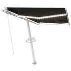 VidaXL Luifel handmatig uittrekbaar met LED 300x250 cm antracietkleur